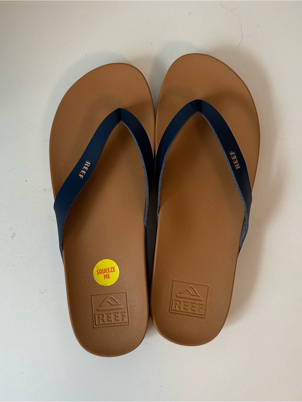 Reef Cushion Court Comfort Flip Flops Brown Navy Sandals Womens 7